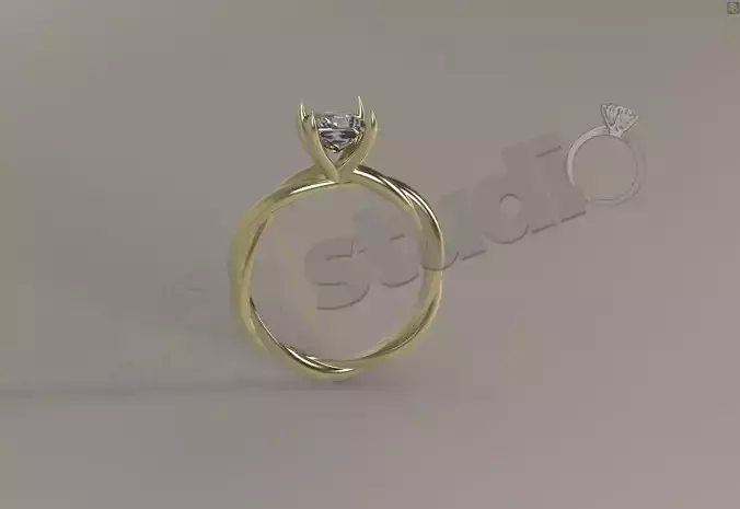 Luxury engagement solitaire rope ring 3d model
