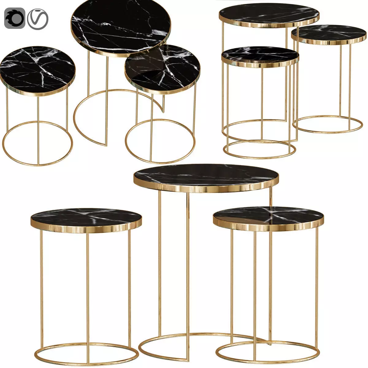 Nesting Side Table Collection 3D model_0