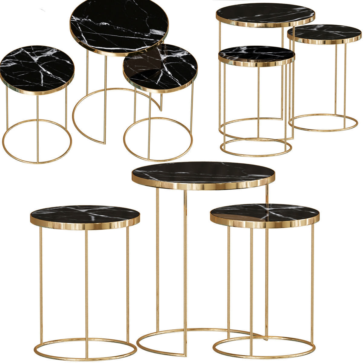 Nesting Side Table Collection 3D model_1