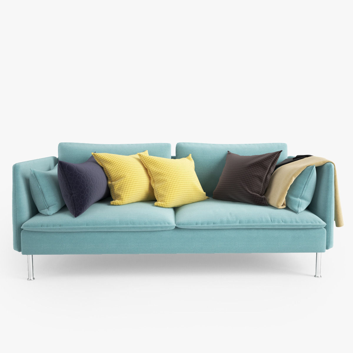 Sofa with pillows 3D model_2