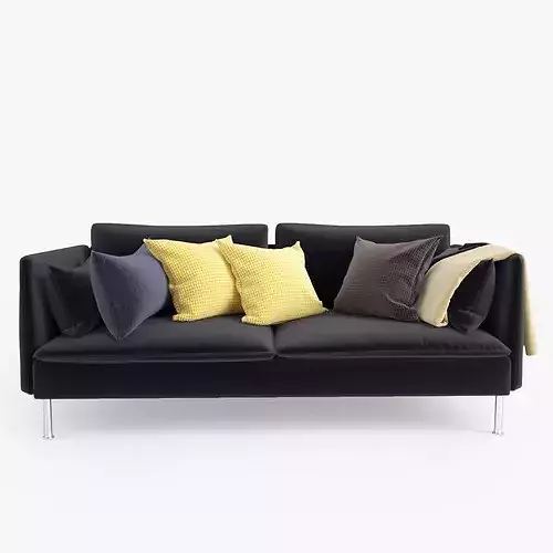 Sofa with pillows 3D model 2