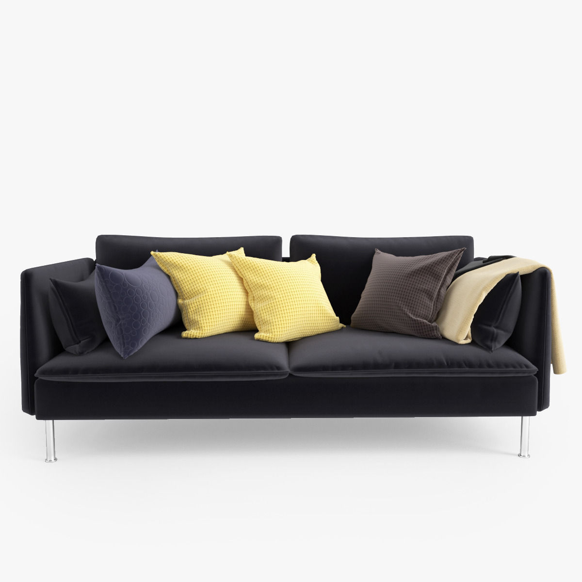 Sofa with pillows 3D model_1