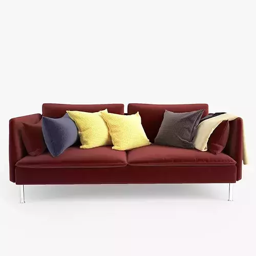 Sofa with pillows 3D model 6