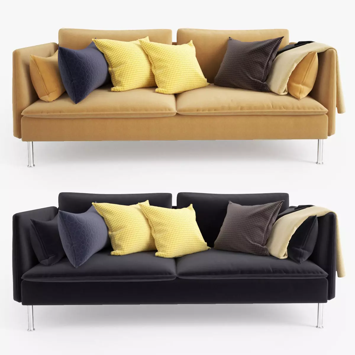 Sofa with pillows 3D model_0
