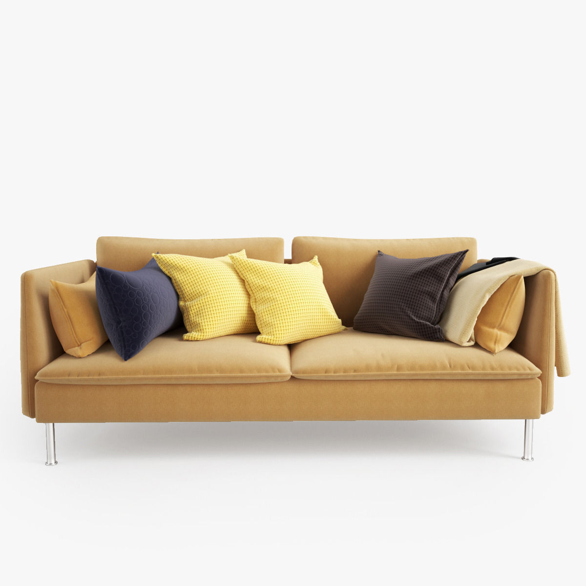 Sofa with pillows 3D model_4