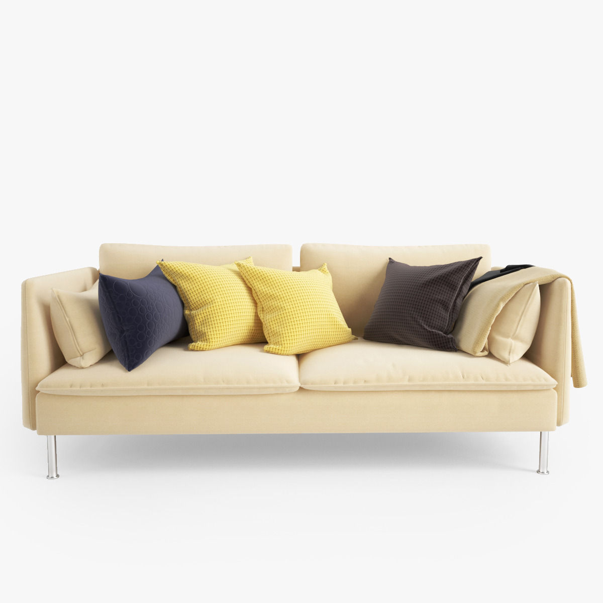 Sofa with pillows 3D model_3