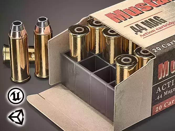 Magnum cartridges ammunition pack - 3D VR  AR  game ready  Low-poly 3D model