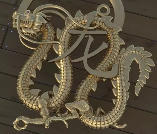 pendant with dragon 843 3D print model_0