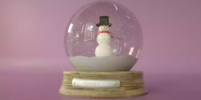 Snow Globe Christmas Realistic 3D Model Animated