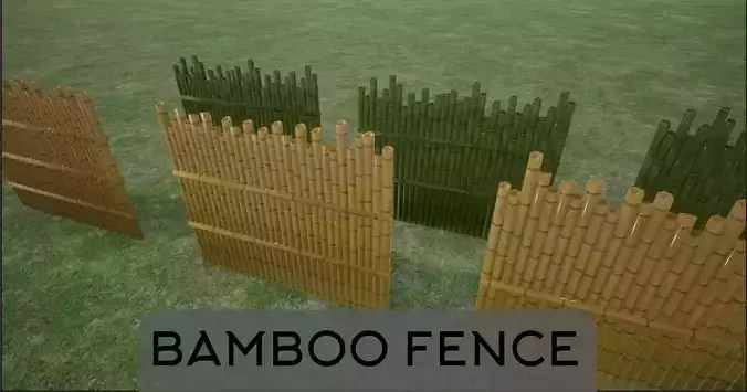 Lowpoly Modular Fresh and Old Bamboo Fences Low-poly 3D model