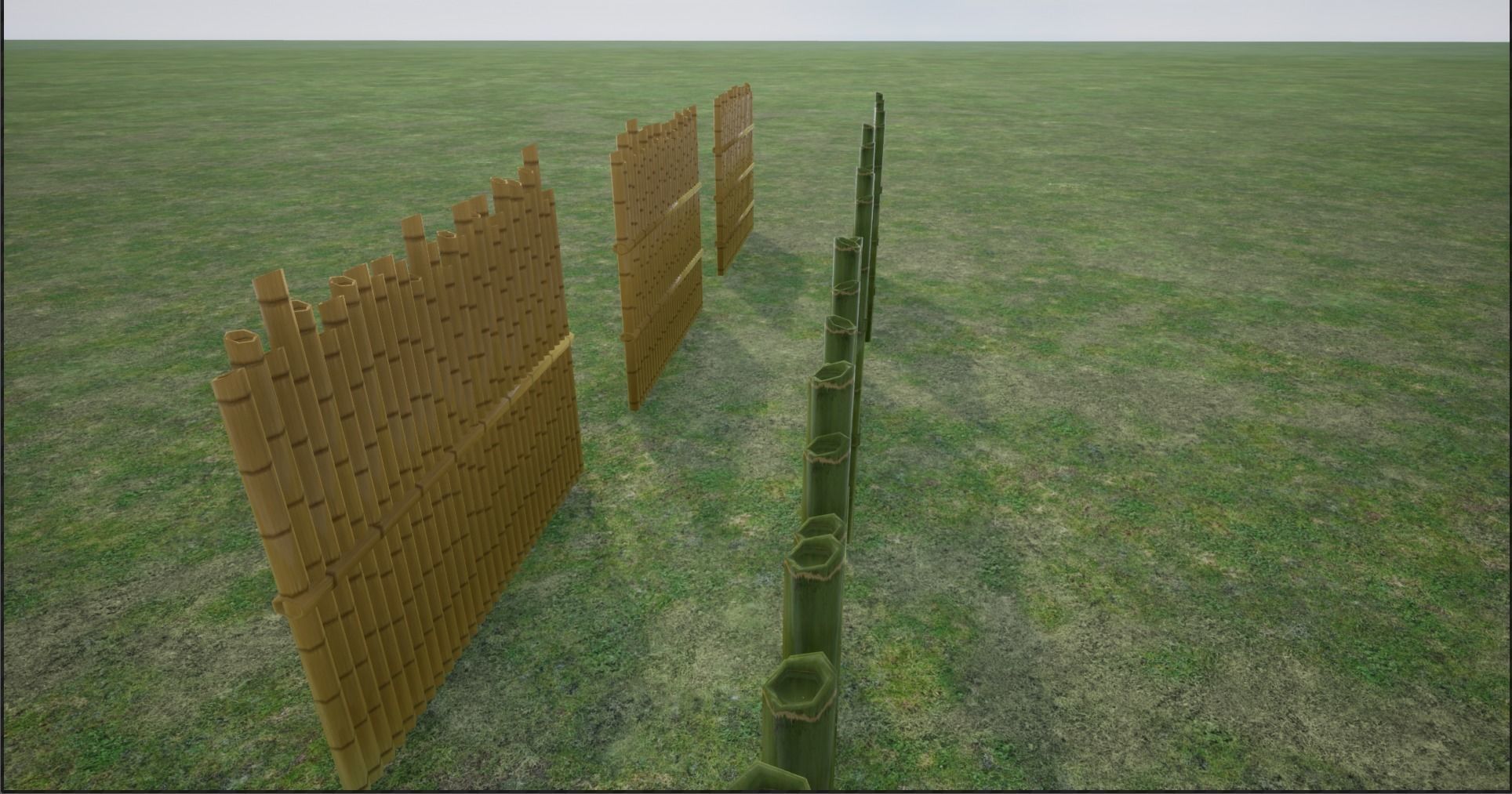 Lowpoly Modular Fresh and Old Bamboo Fences Low-poly 3D model_3