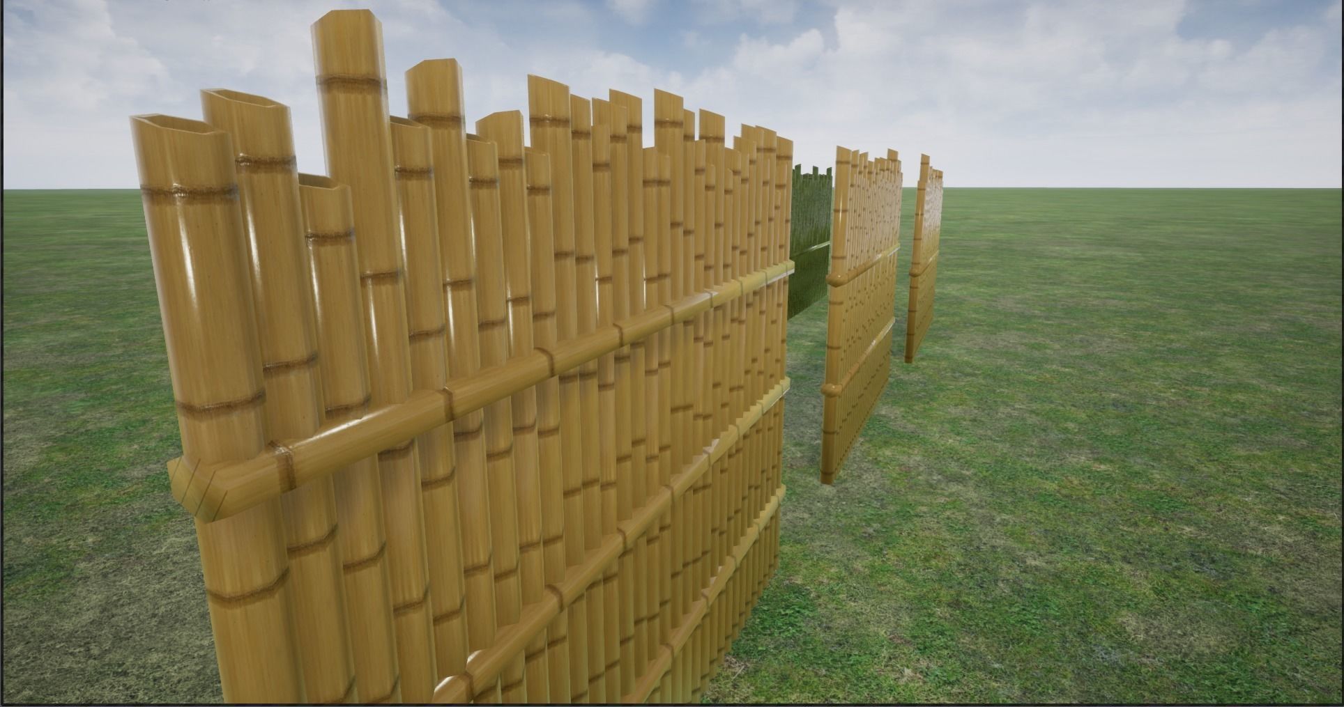 Lowpoly Modular Fresh and Old Bamboo Fences Low-poly 3D model_8