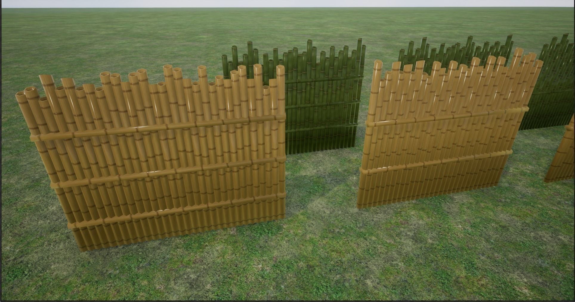 Lowpoly Modular Fresh and Old Bamboo Fences Low-poly 3D model_6