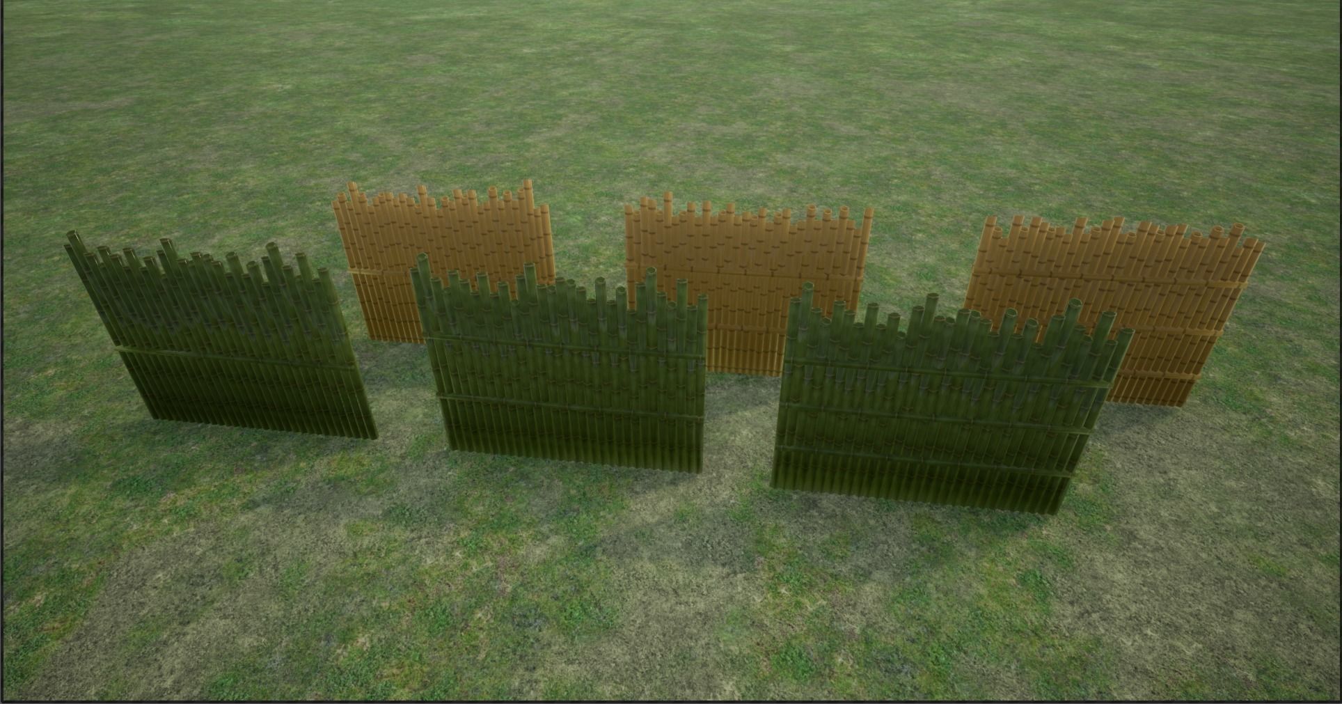 Lowpoly Modular Fresh and Old Bamboo Fences Low-poly 3D model_1