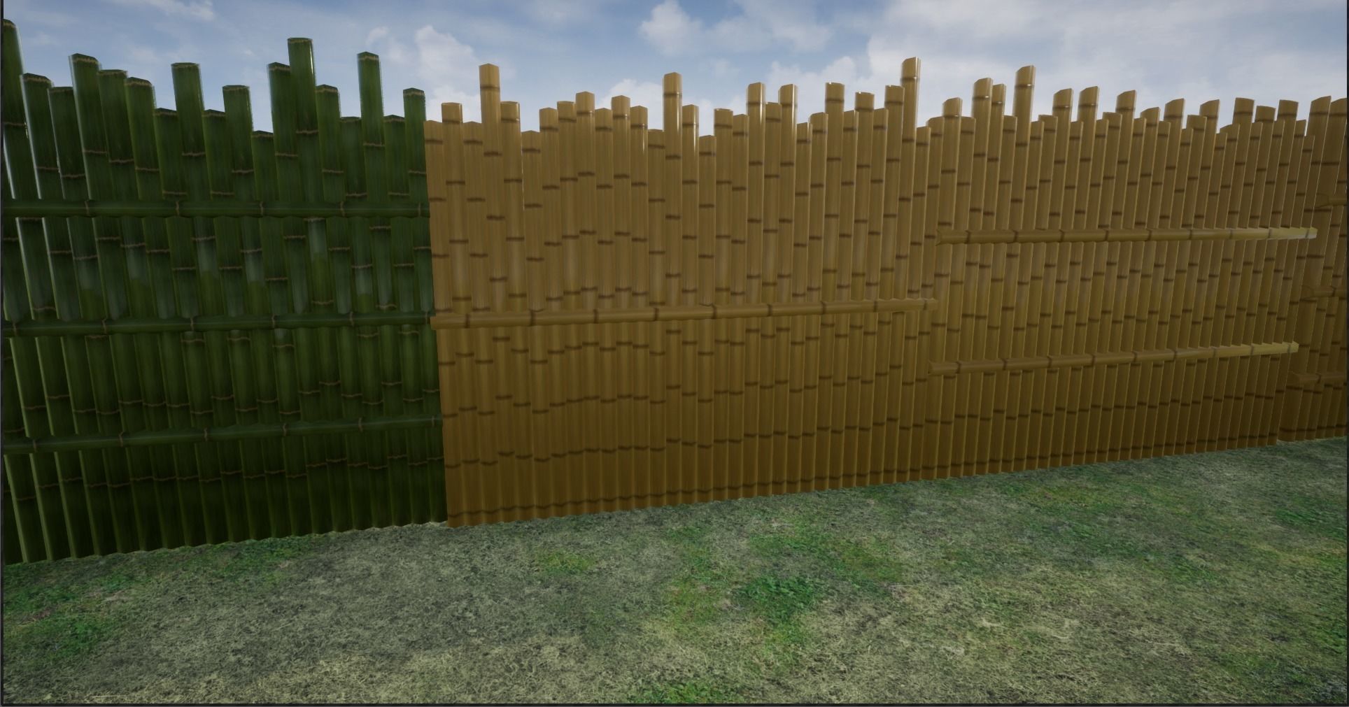 Lowpoly Modular Fresh and Old Bamboo Fences Low-poly 3D model_15