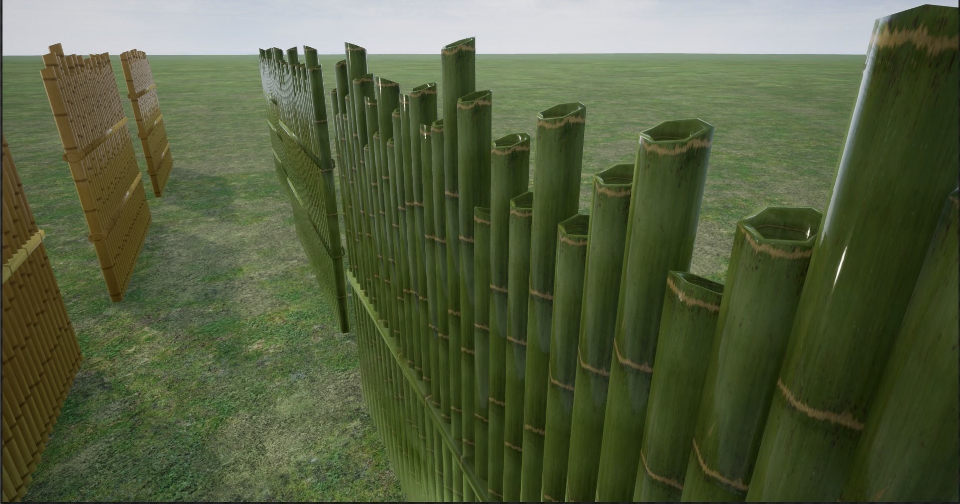 Lowpoly Modular Fresh and Old Bamboo Fences Low-poly 3D model_9