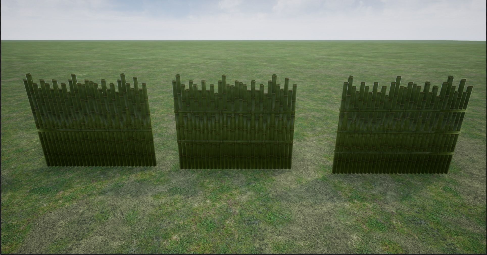Lowpoly Modular Fresh and Old Bamboo Fences Low-poly 3D model_11
