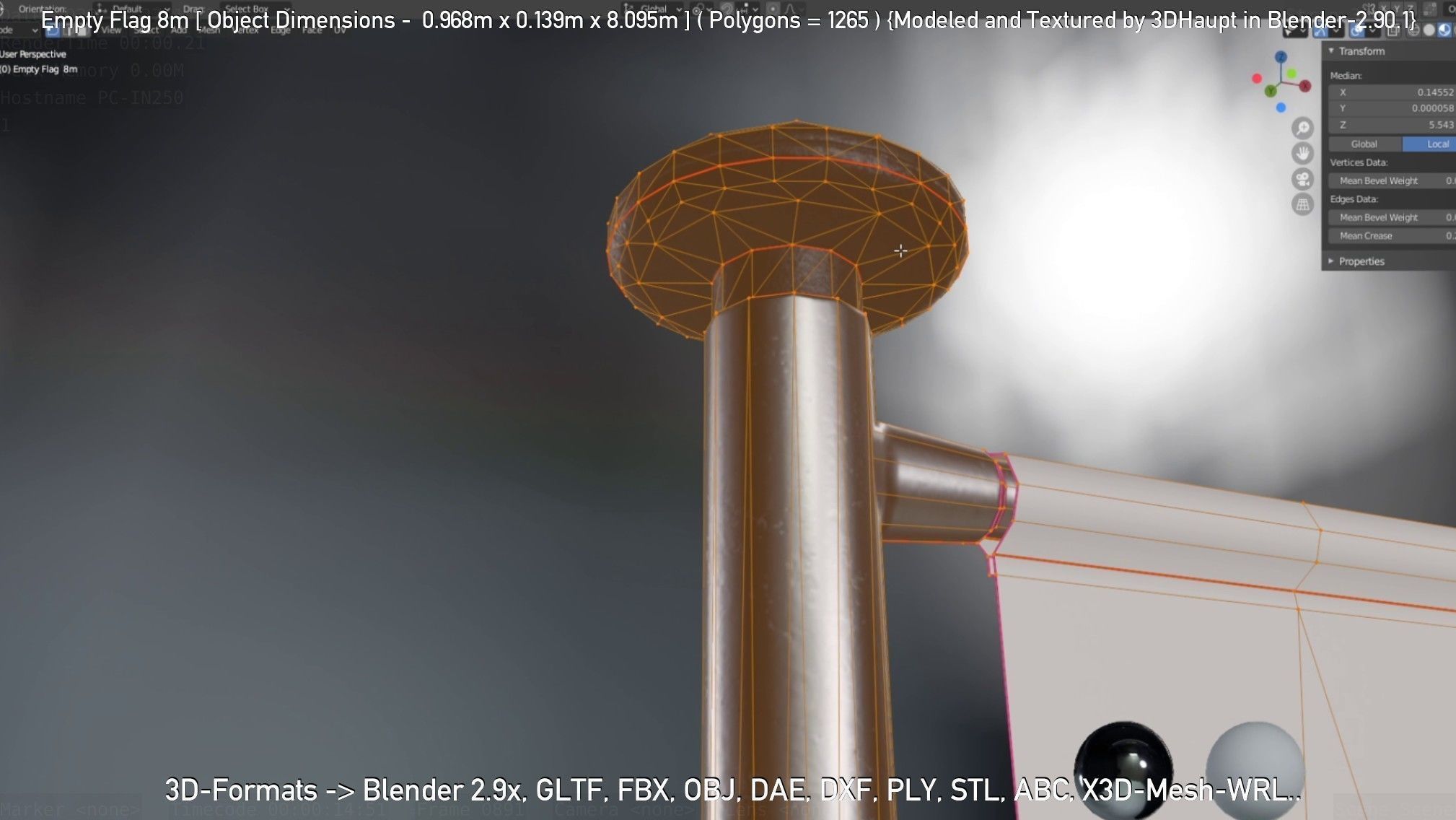 Empty Flag 8m Low-poly 3D model_57