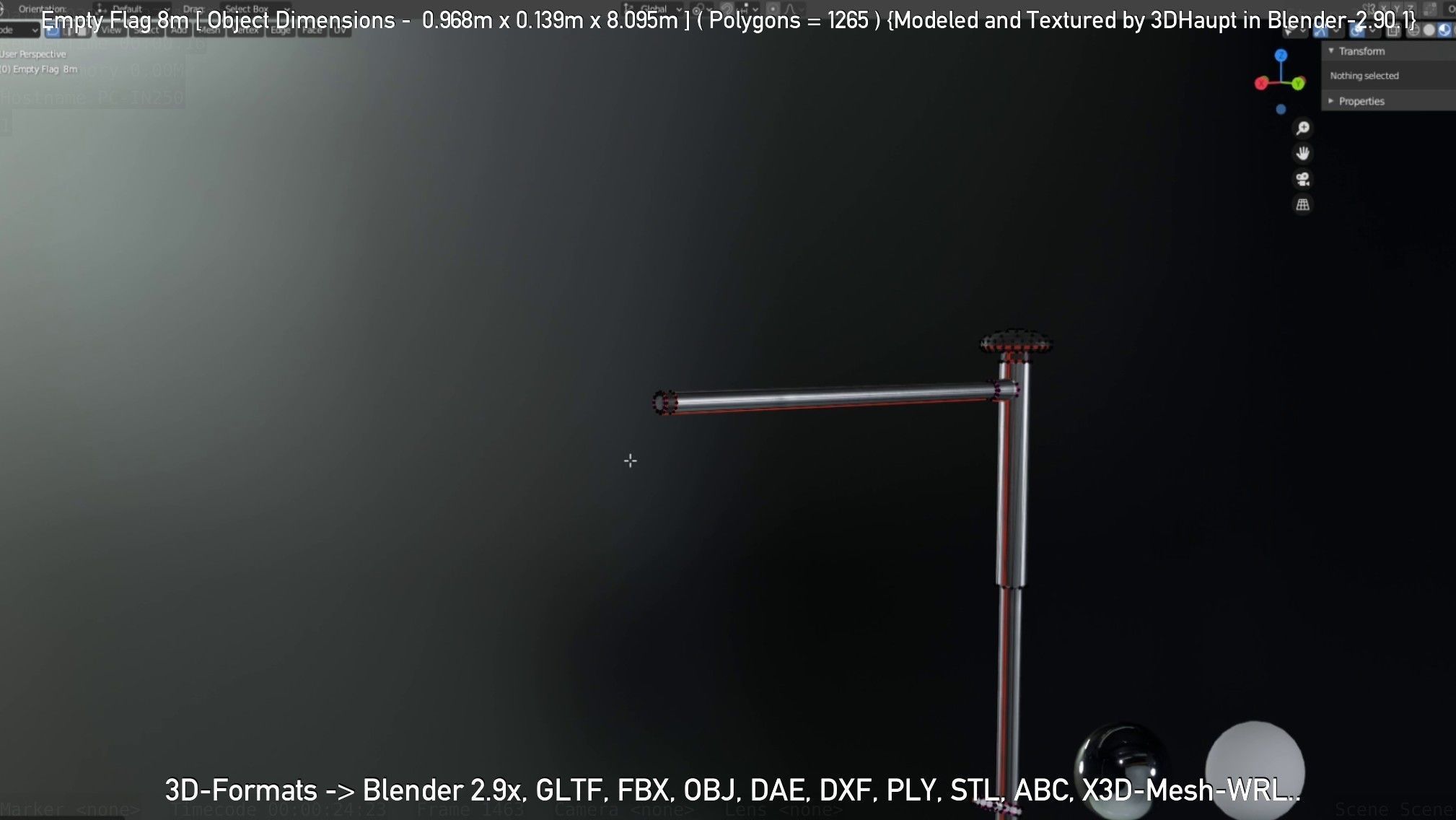 Empty Flag 8m Low-poly 3D model_63