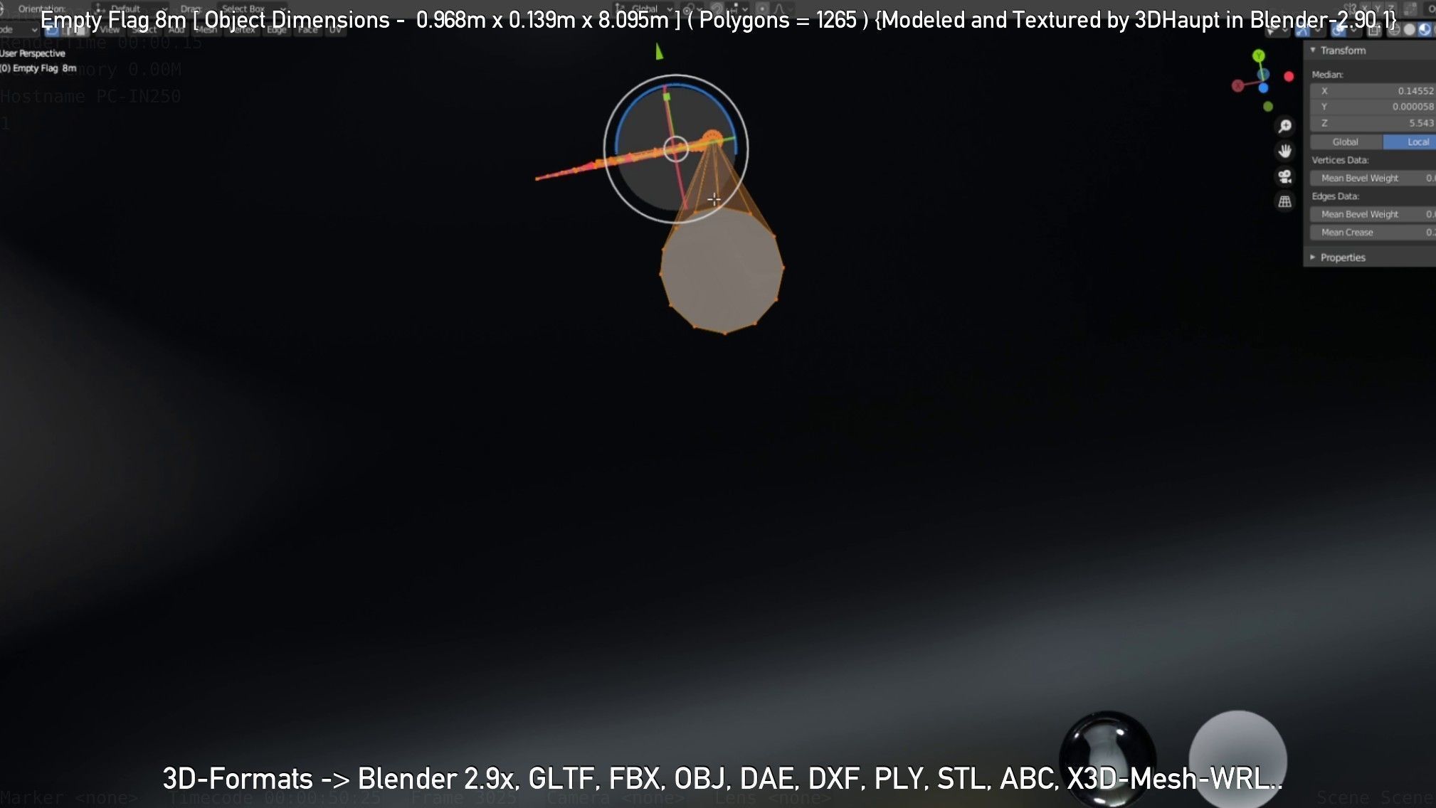 Empty Flag 8m Low-poly 3D model_32