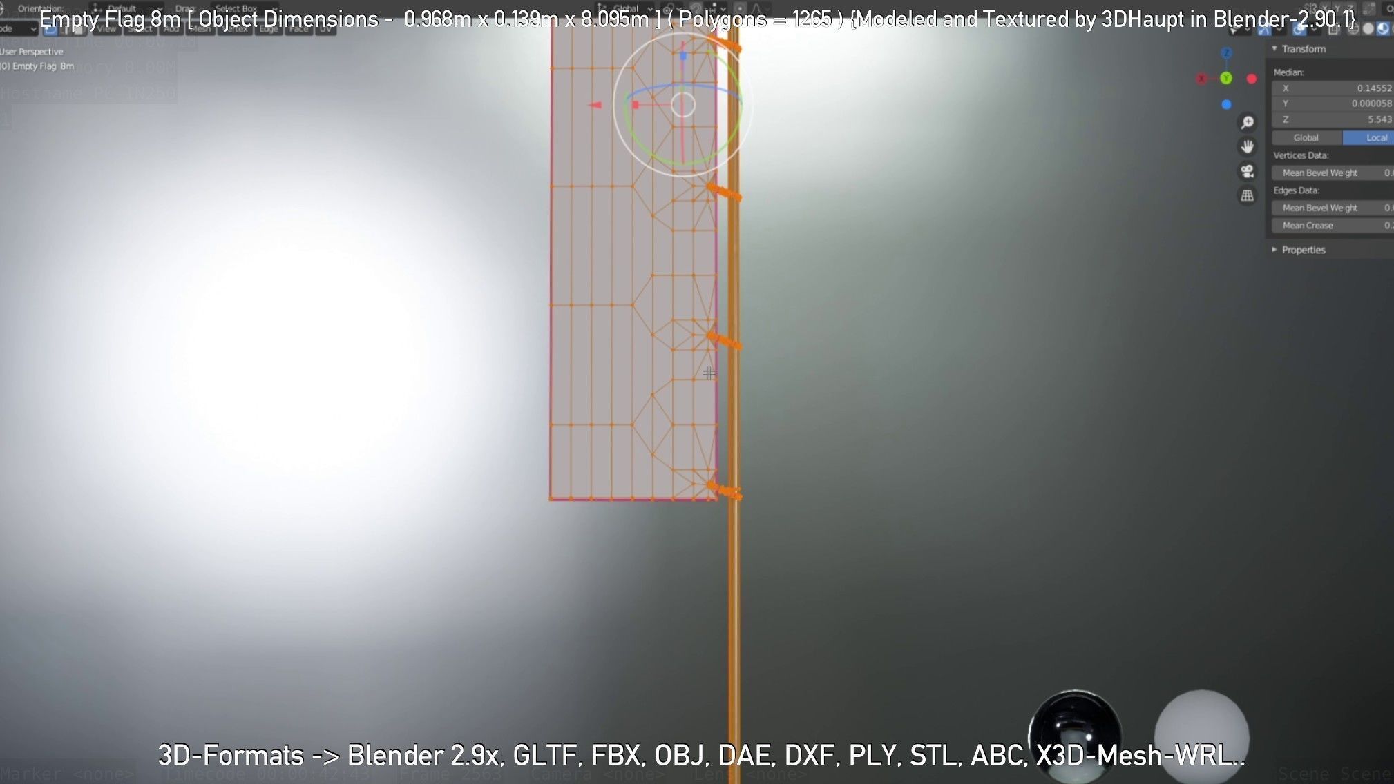 Empty Flag 8m Low-poly 3D model_24