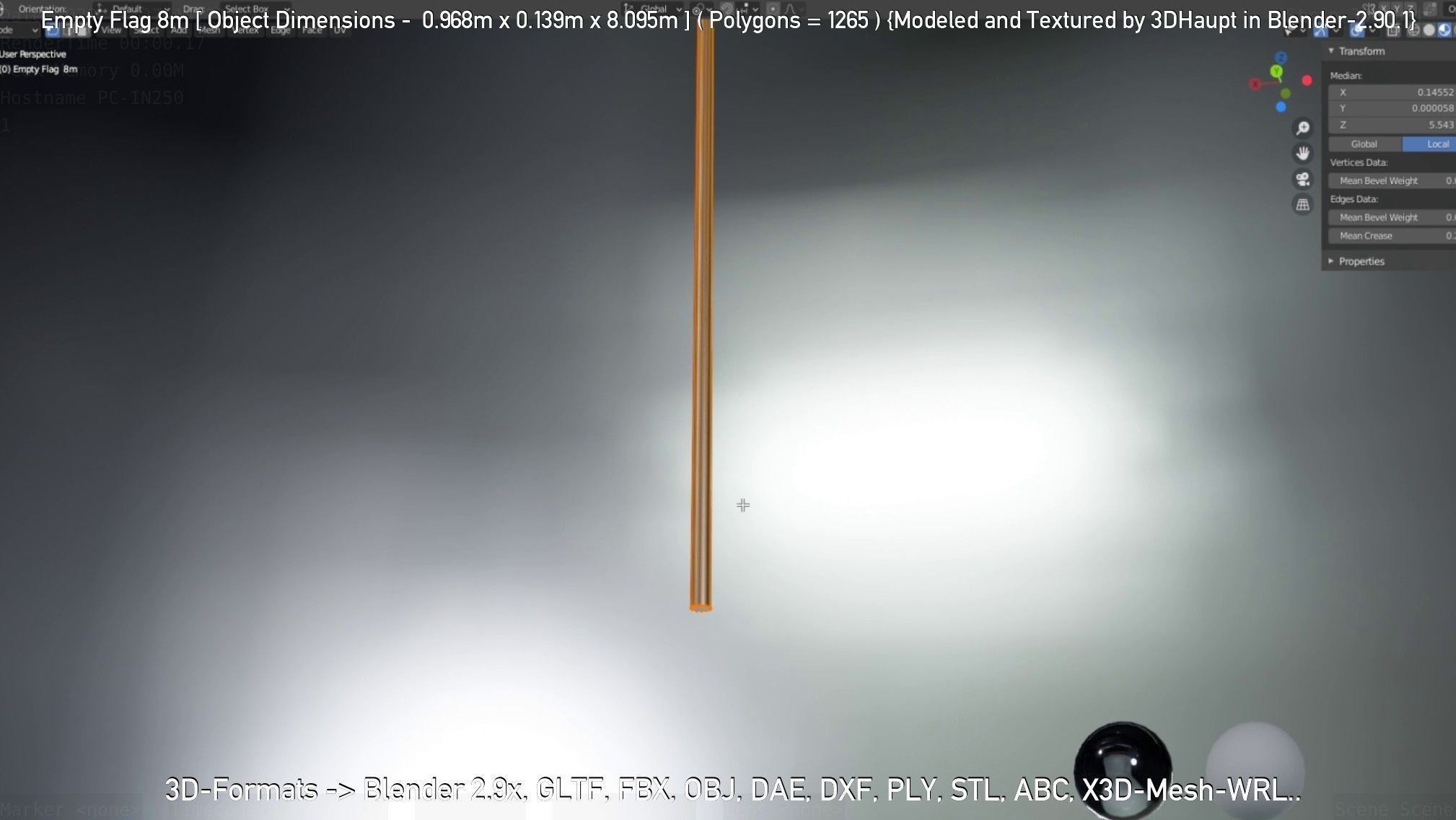 Empty Flag 8m Low-poly 3D model_28