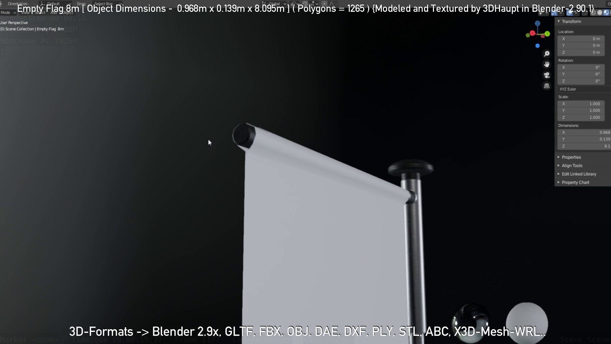 Empty Flag 8m Low-poly 3D model_52