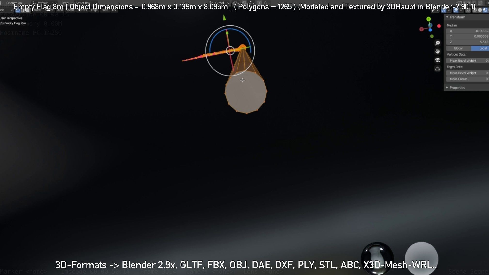 Empty Flag 8m Low-poly 3D model_79