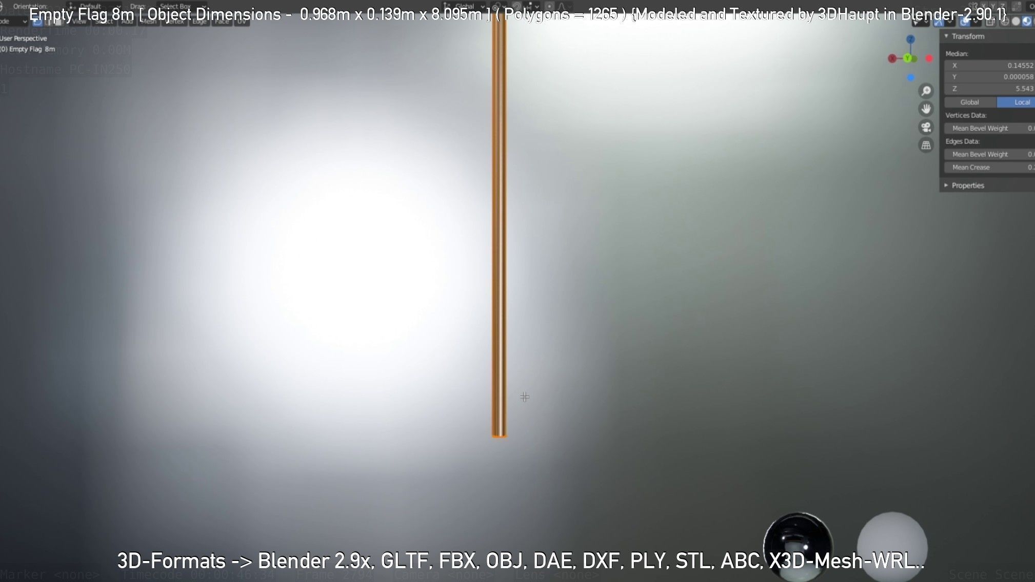 Empty Flag 8m Low-poly 3D model_77