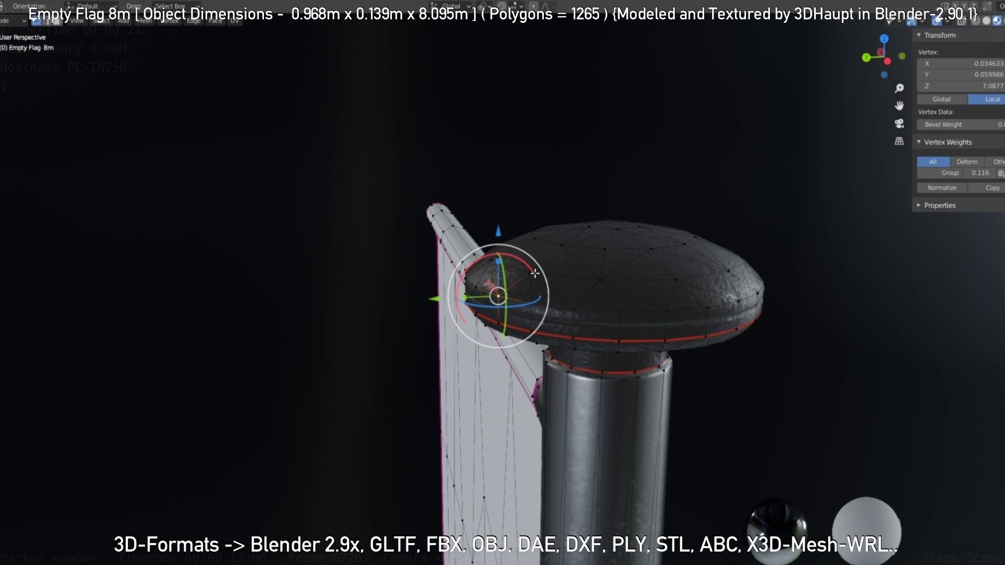 Empty Flag 8m Low-poly 3D model_44