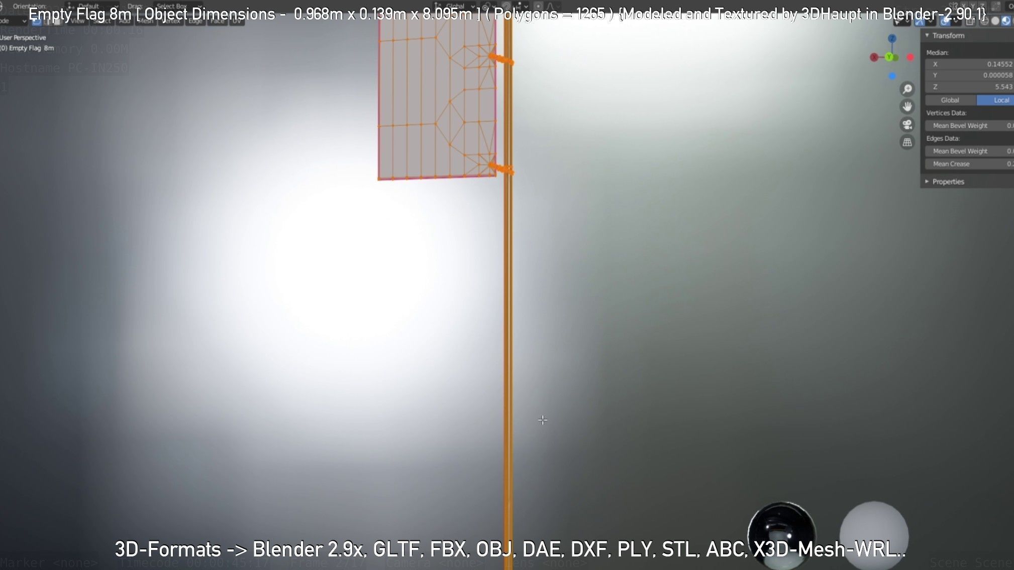 Empty Flag 8m Low-poly 3D model_76