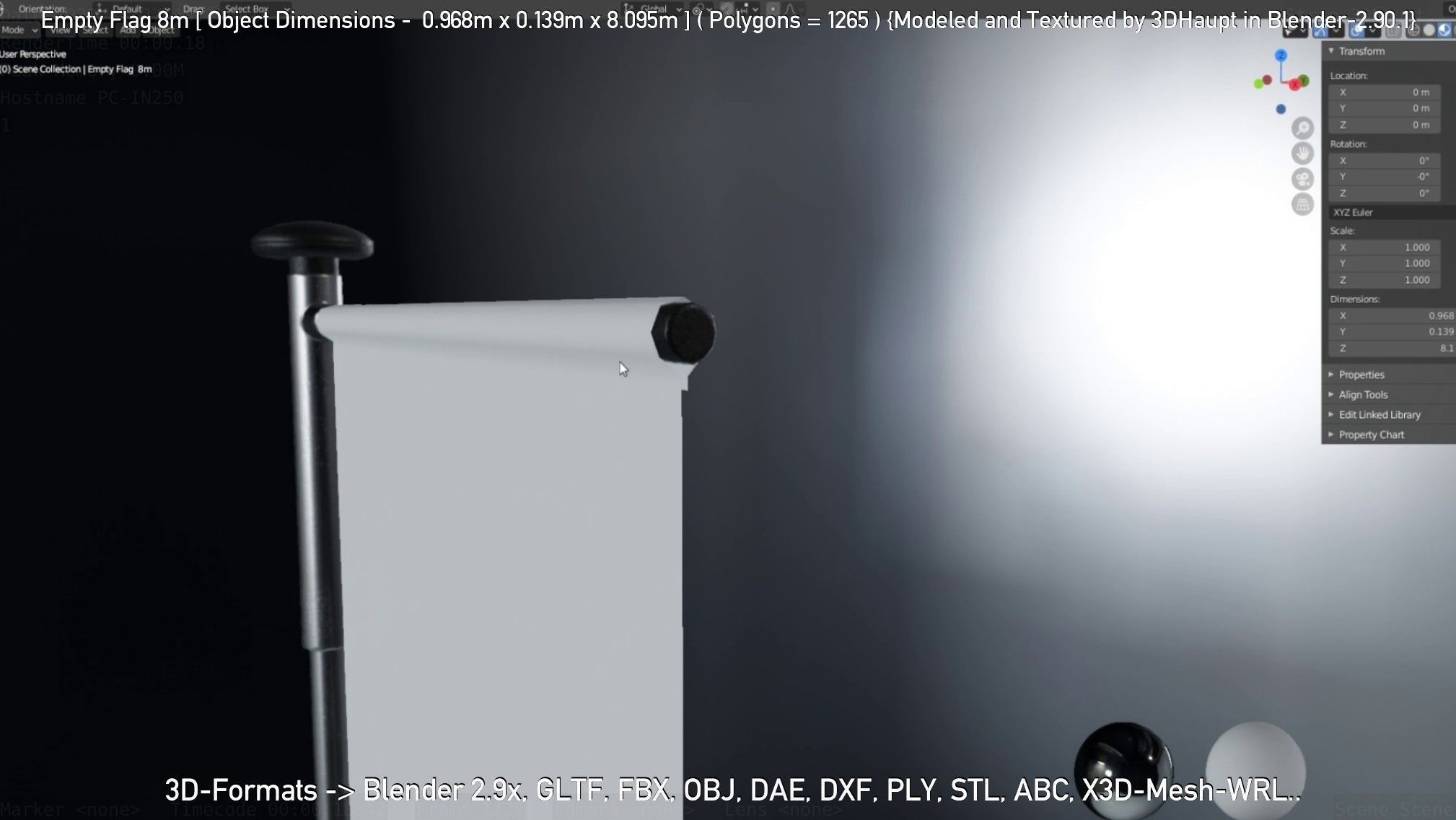 Empty Flag 8m Low-poly 3D model_51