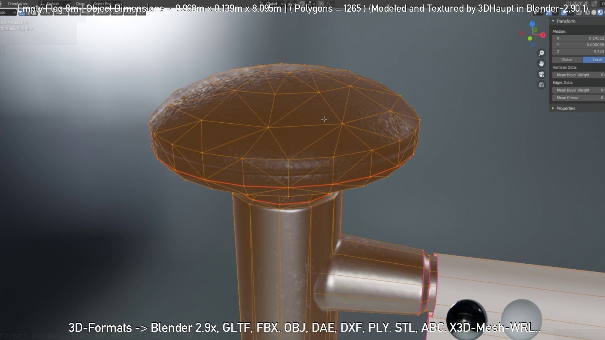 Empty Flag 8m Low-poly 3D model_56