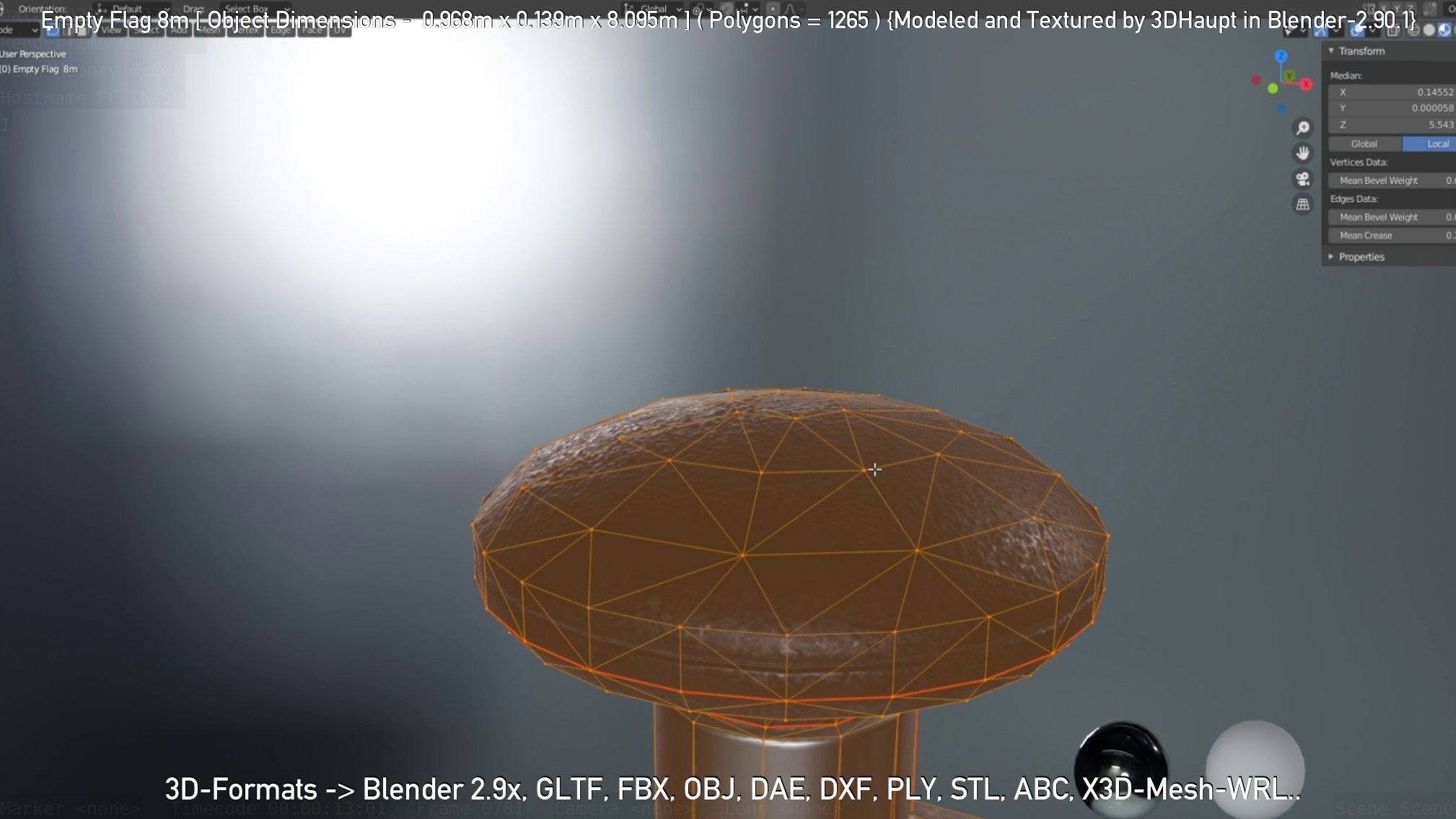 Empty Flag 8m Low-poly 3D model_45