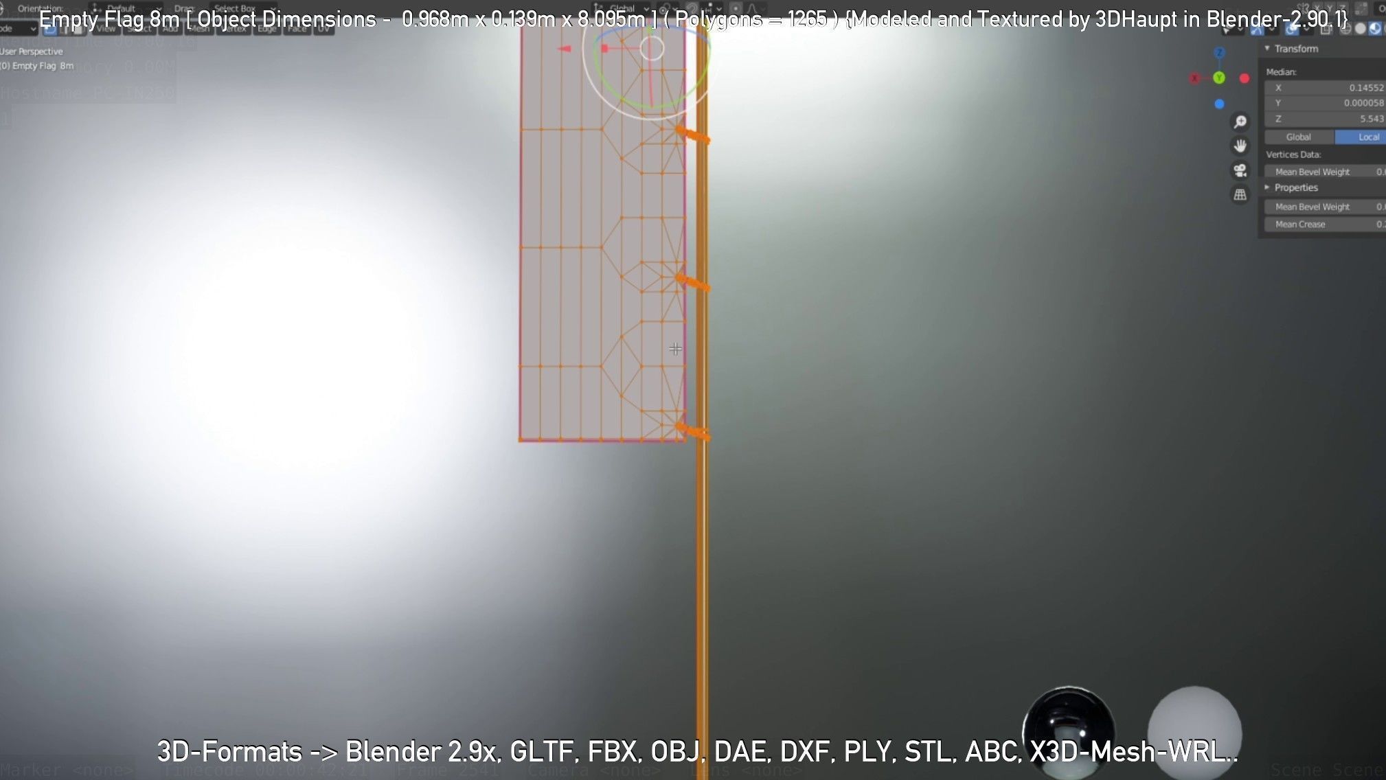 Empty Flag 8m Low-poly 3D model_74