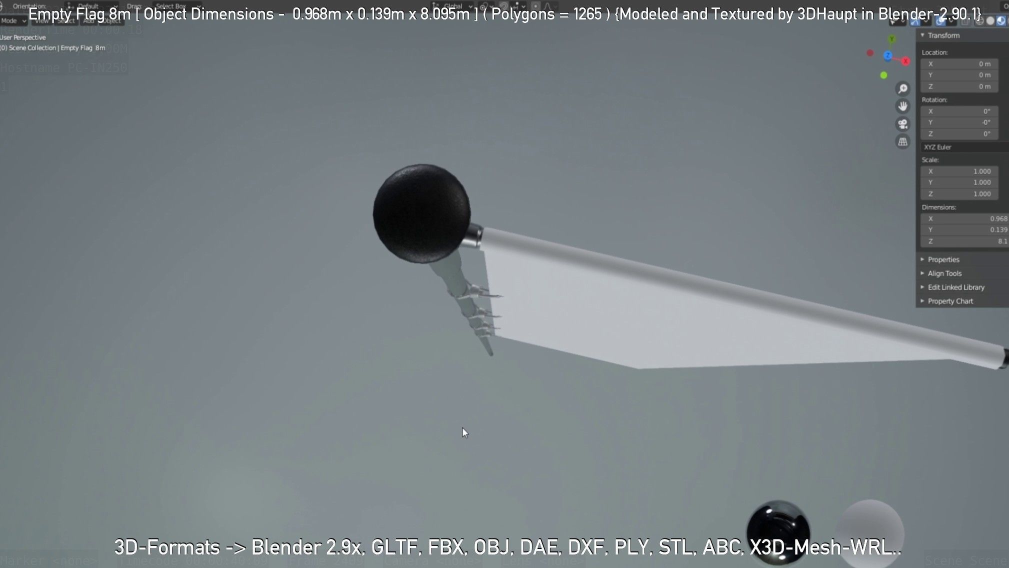 Empty Flag 8m Low-poly 3D model_73