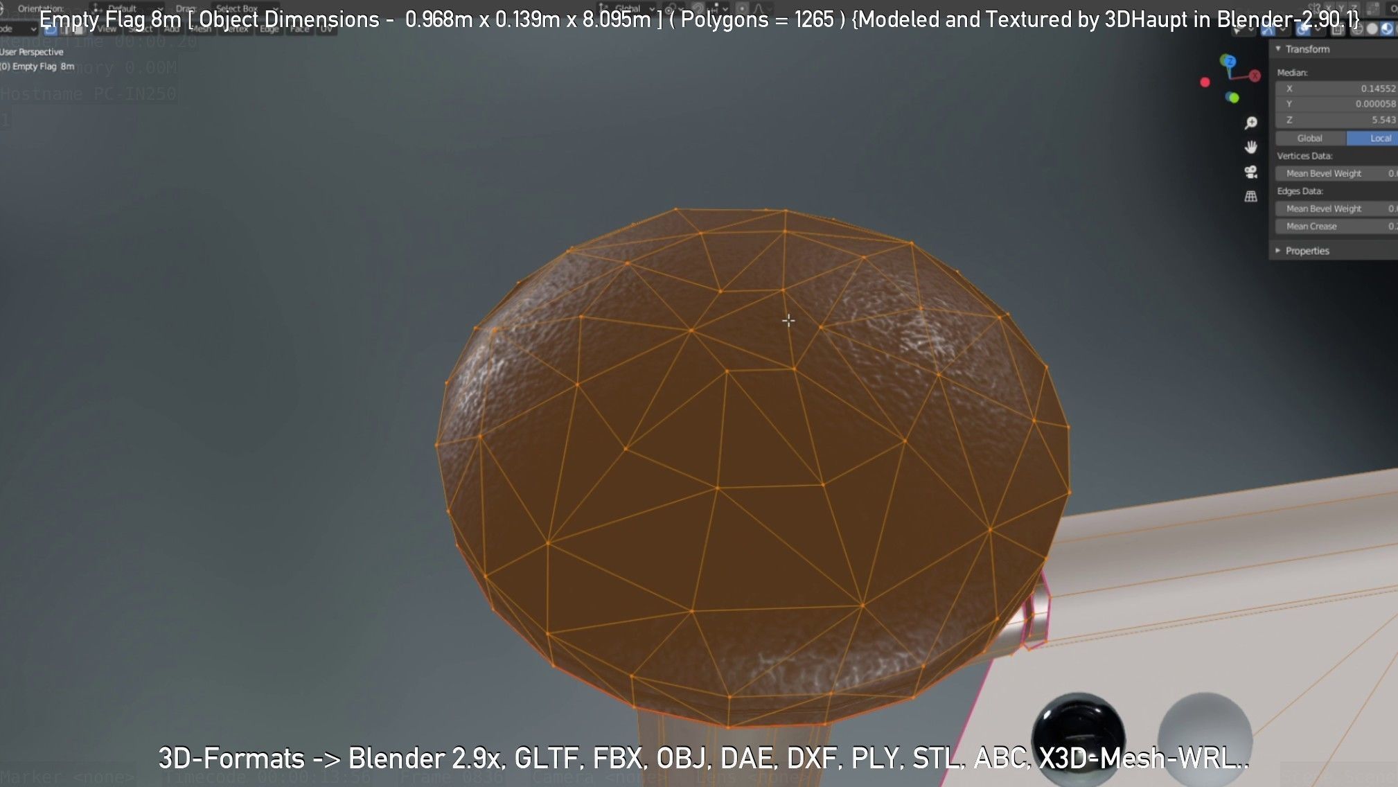 Empty Flag 8m Low-poly 3D model_46