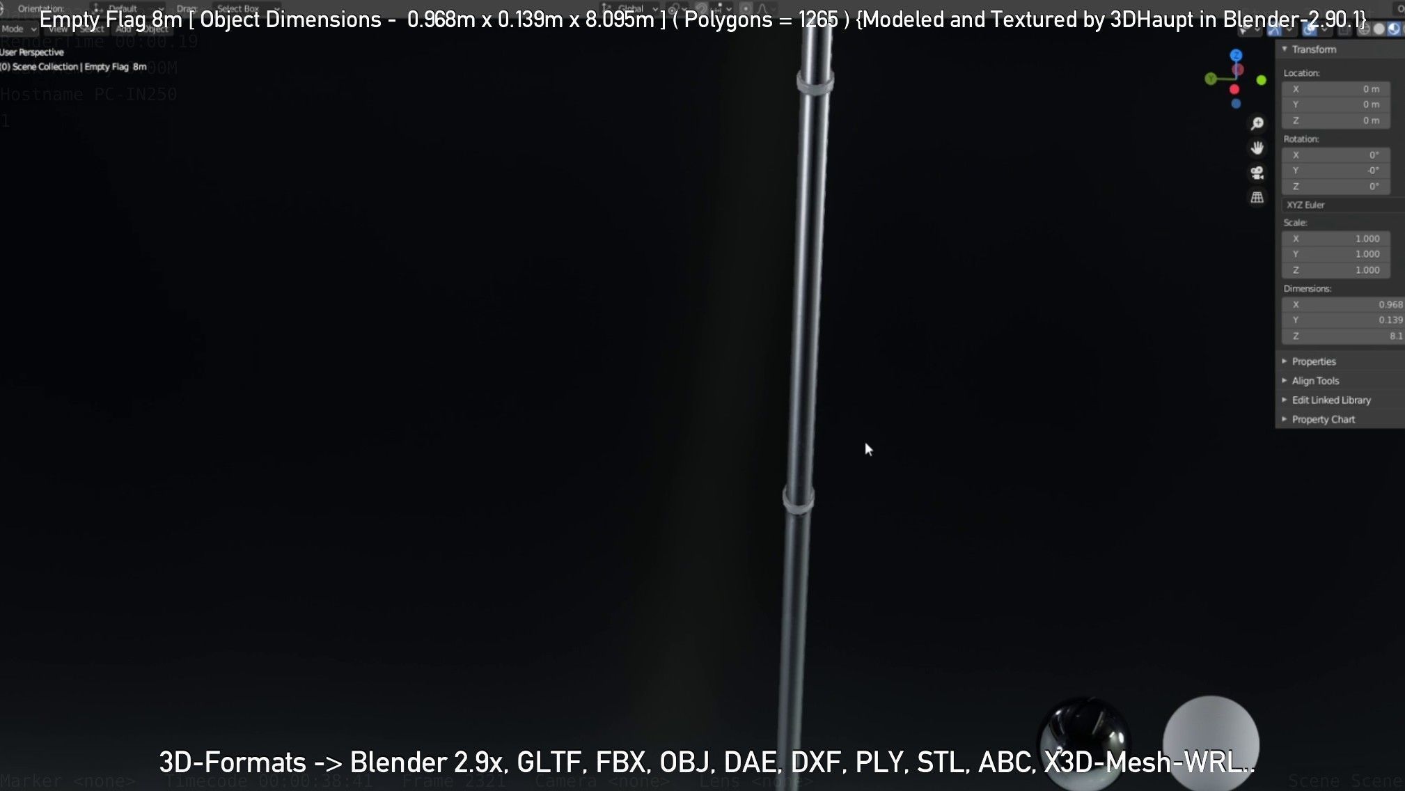 Empty Flag 8m Low-poly 3D model_72