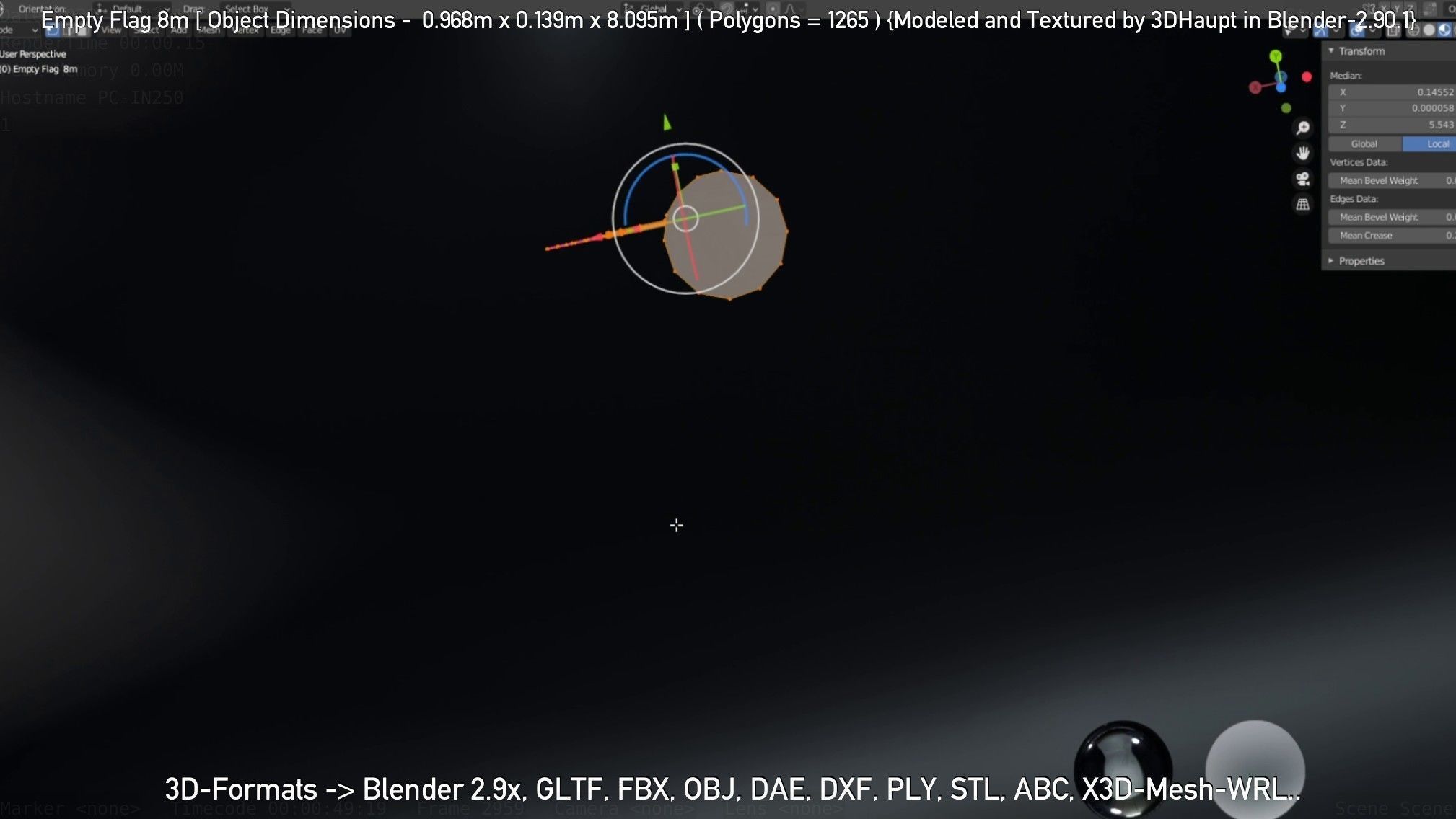 Empty Flag 8m Low-poly 3D model_31