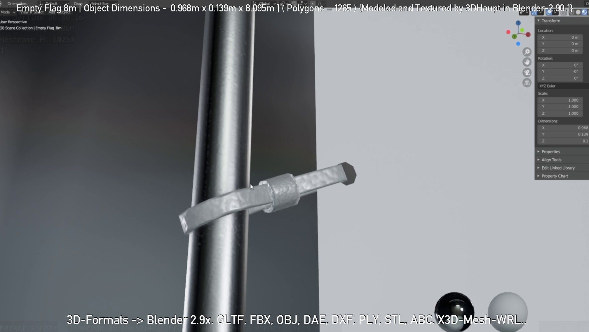 Empty Flag 8m Low-poly 3D model_67