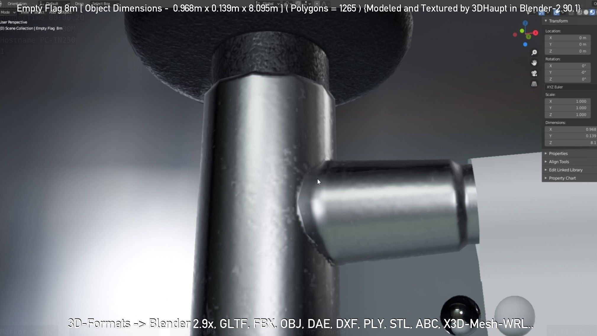 Empty Flag 8m Low-poly 3D model_58