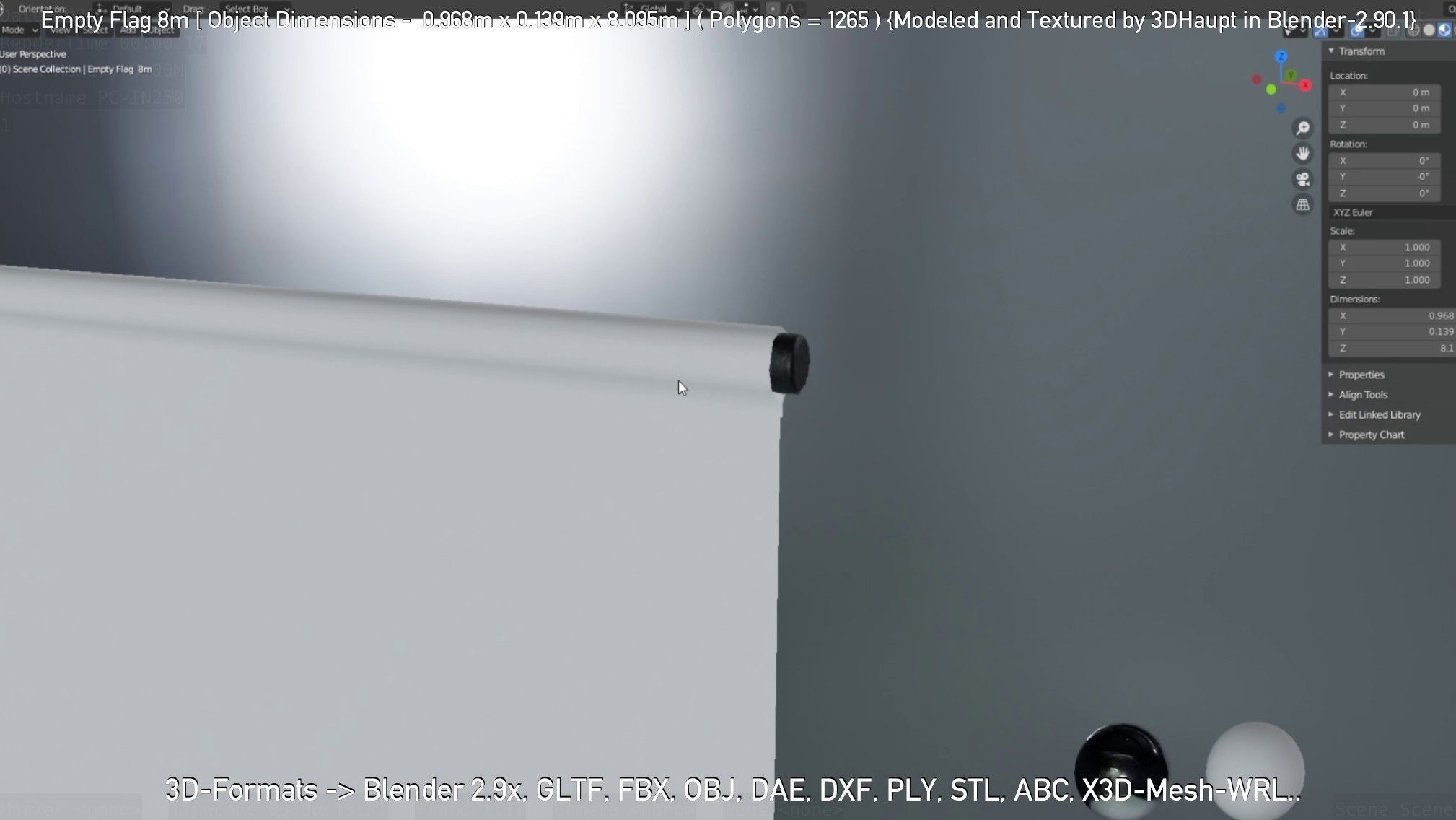 Empty Flag 8m Low-poly 3D model_59