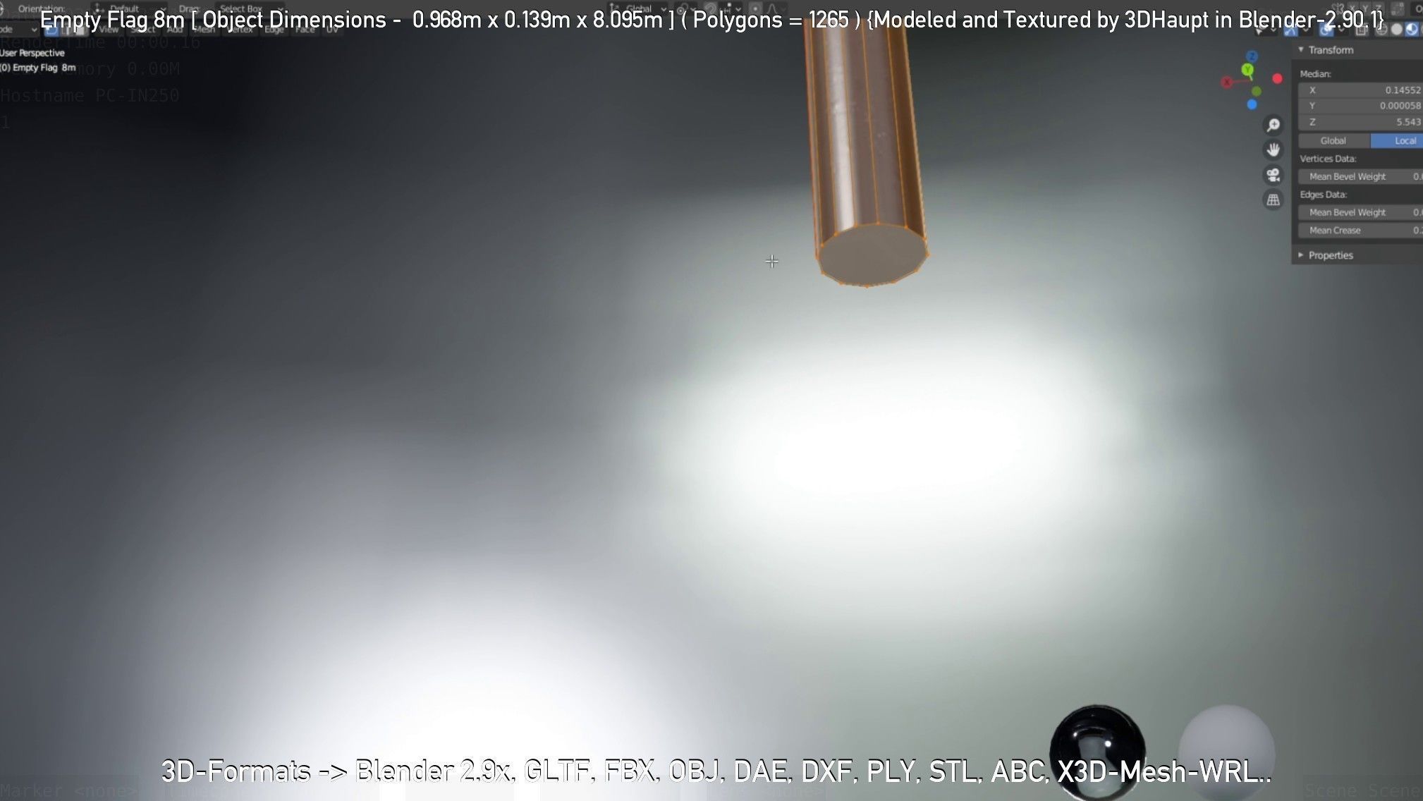 Empty Flag 8m Low-poly 3D model_78