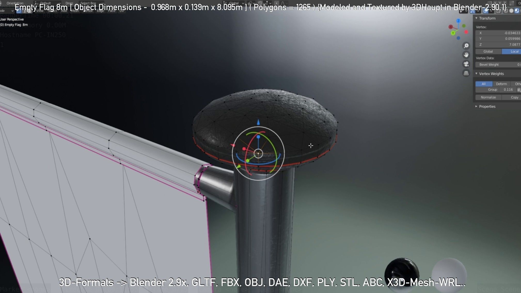 Empty Flag 8m Low-poly 3D model_55