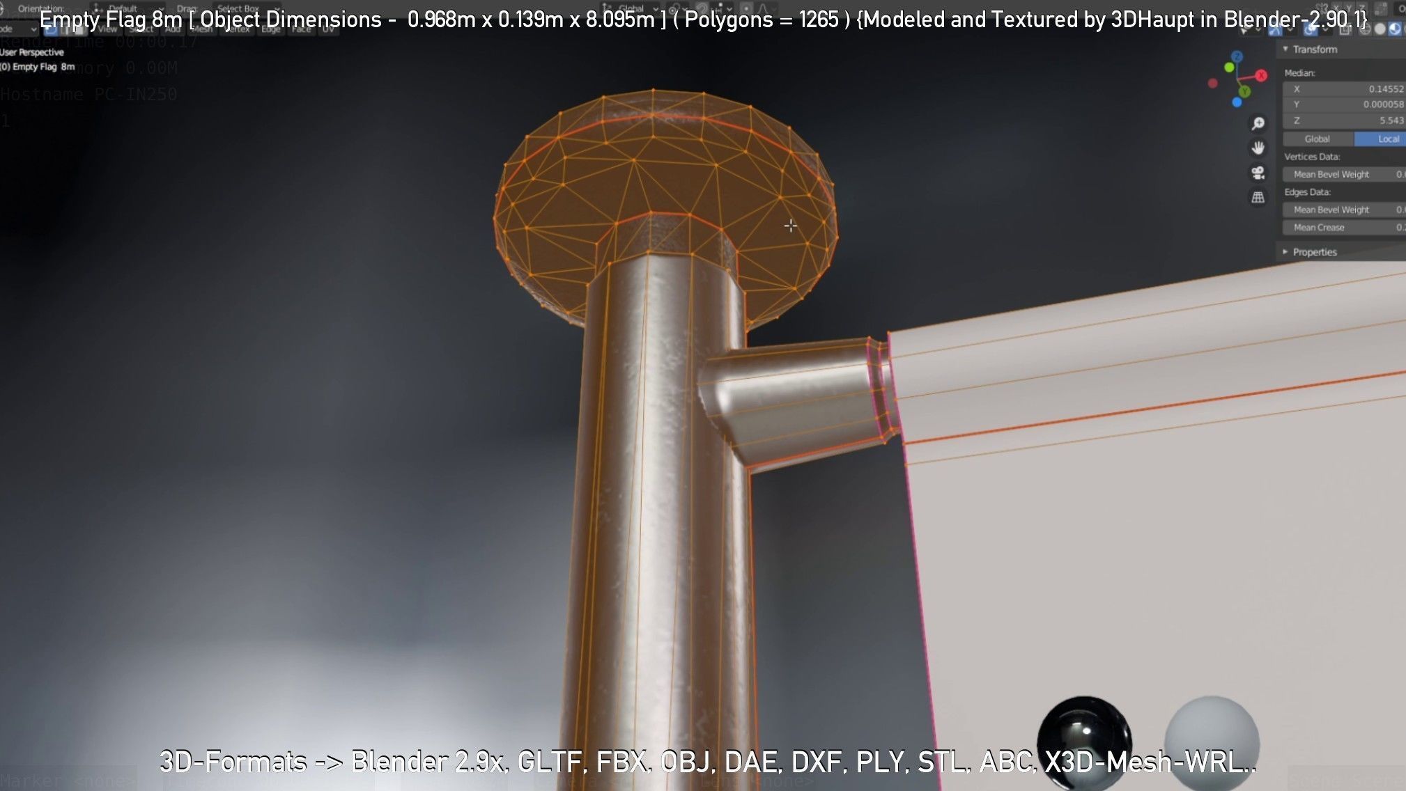 Empty Flag 8m Low-poly 3D model_47