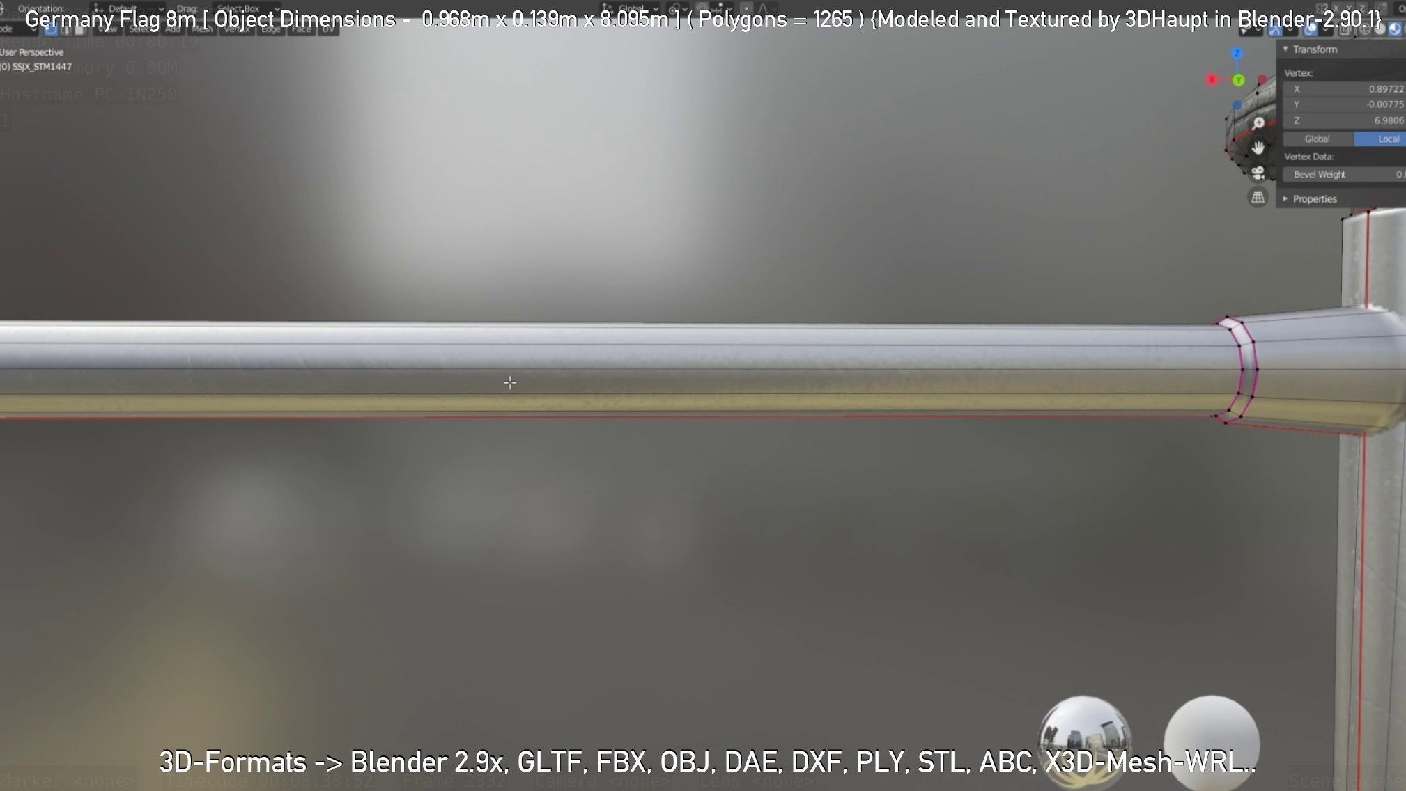 Germany Flag 8m Low-poly 3D model_114