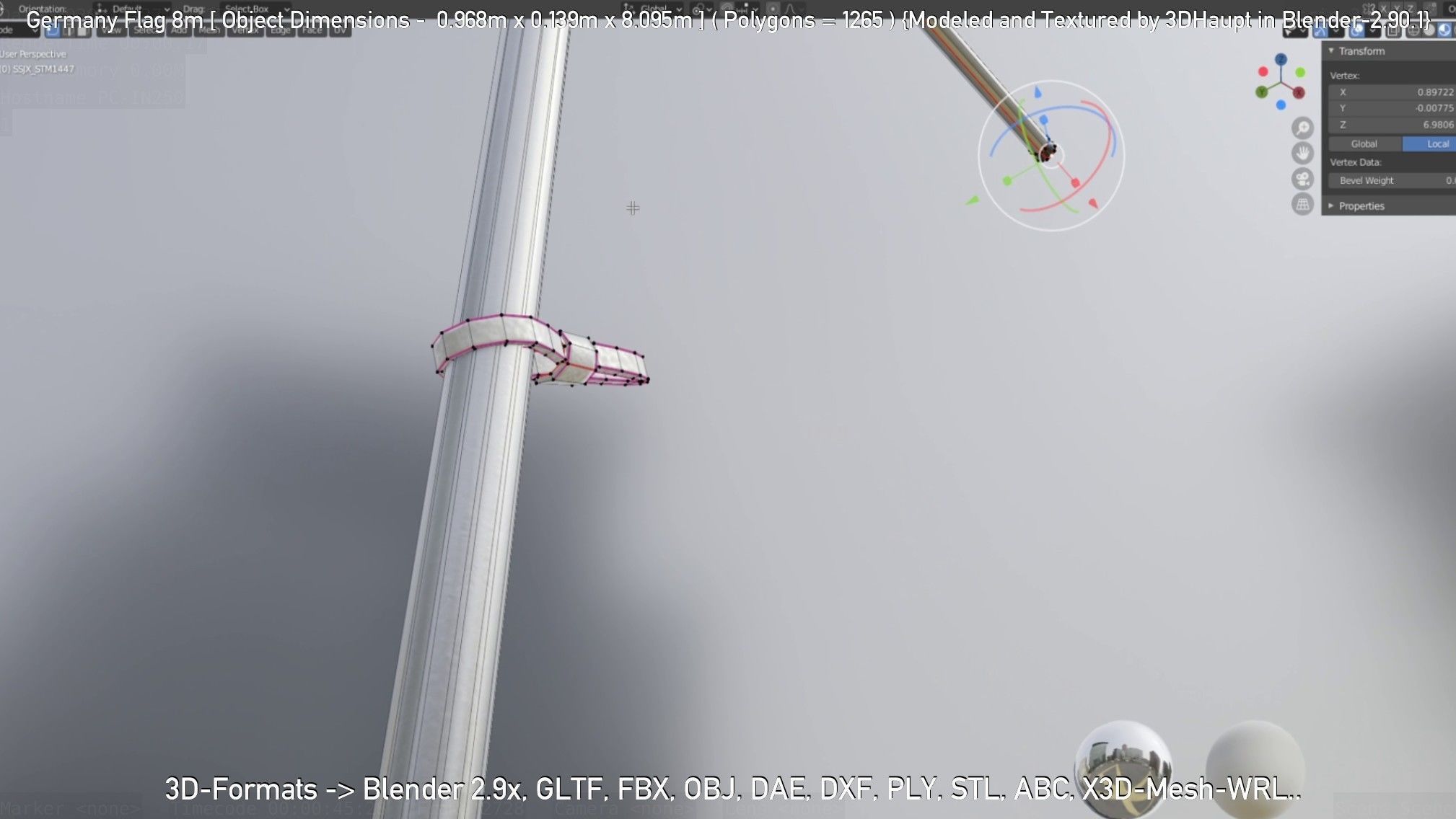 Germany Flag 8m Low-poly 3D model_55