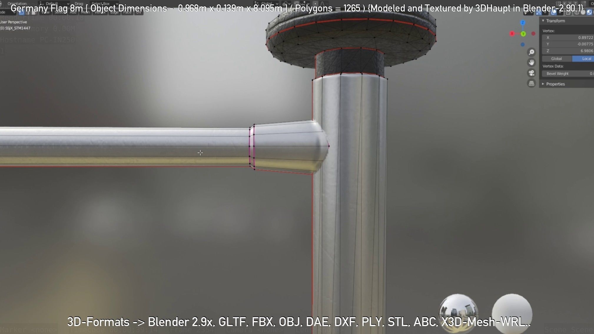 Germany Flag 8m Low-poly 3D model_10