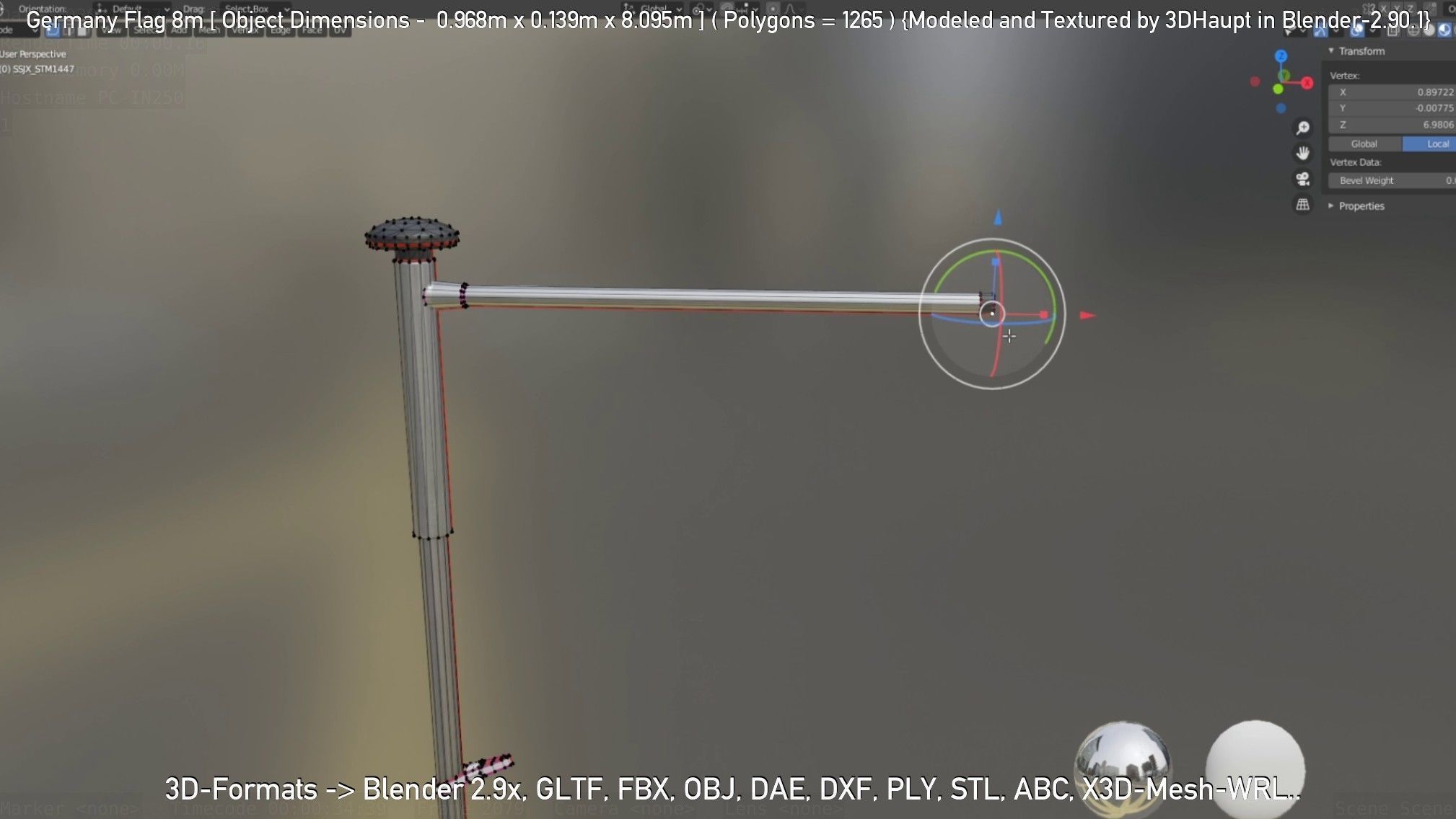 Germany Flag 8m Low-poly 3D model_45