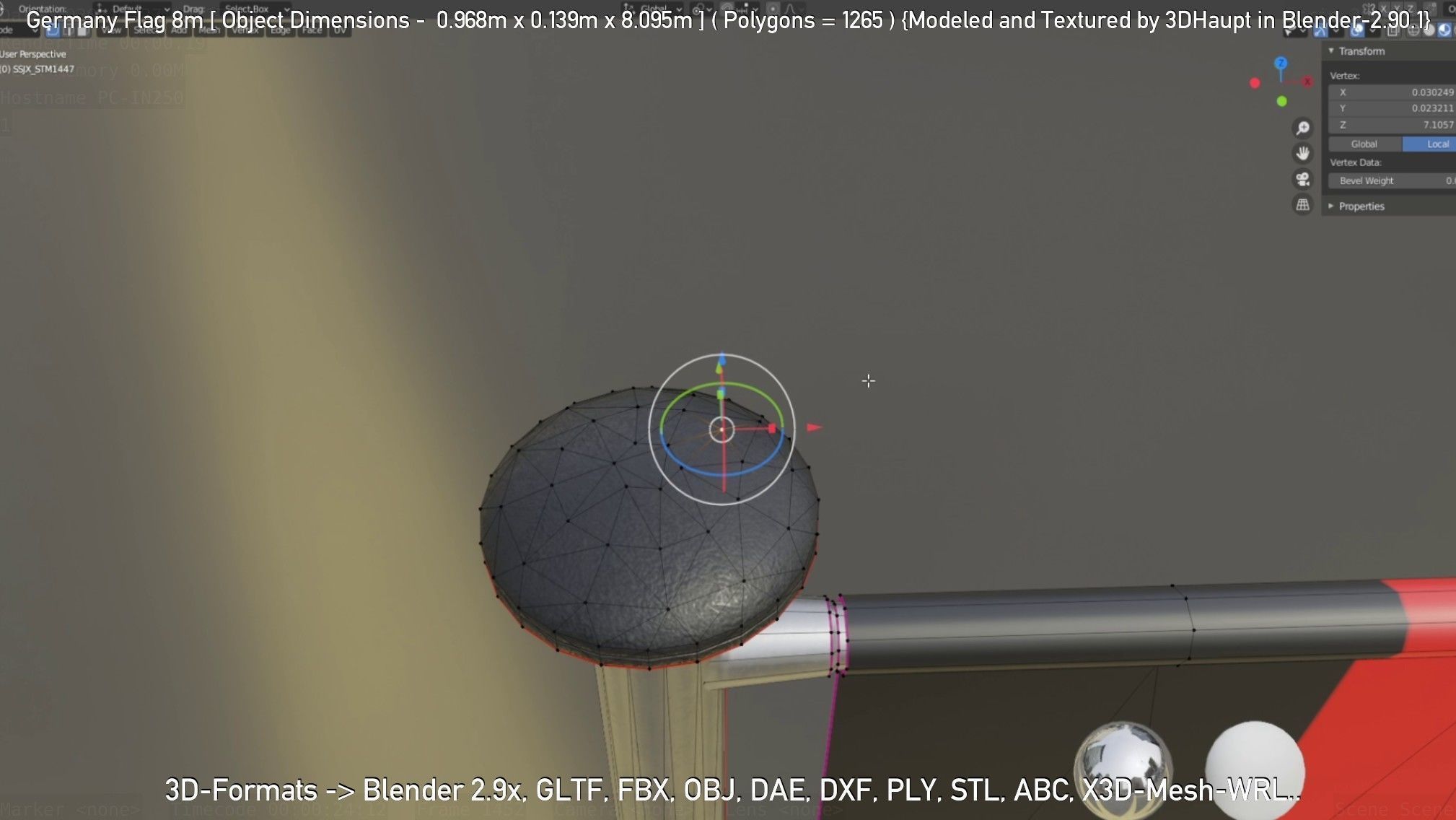 Germany Flag 8m Low-poly 3D model_25